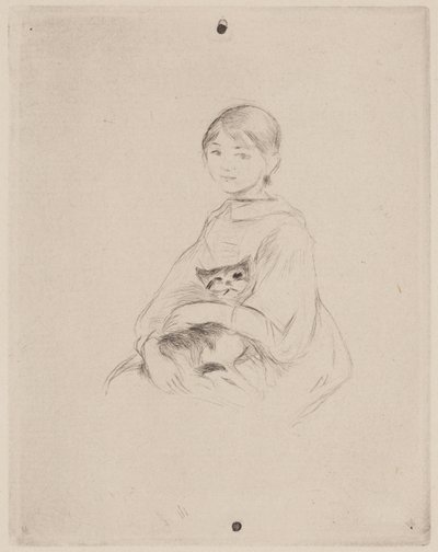 猫の少女（ジュリー・マネ） 作： Berthe Morisot