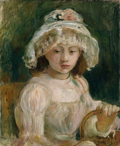 帽子をかぶった少女（油彩・キャンバス 作： Berthe Morisot