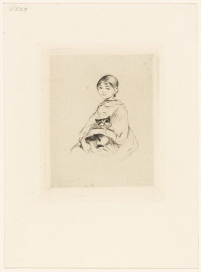 猫を連れた少女 作： Berthe Morisot