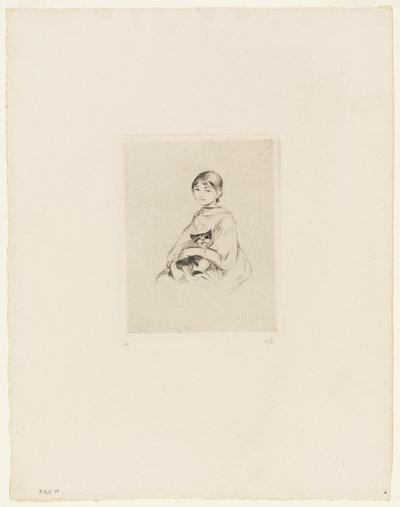 猫を連れた少女 作： Berthe Morisot