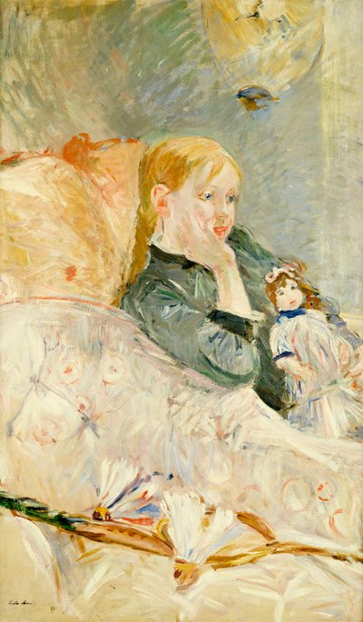 人形を持つ少女、1896 作： Berthe Morisot
