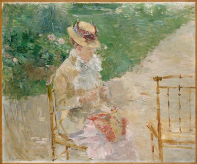 若い女性の編み物、1883年頃（キャンバスに油彩） 作： Berthe Morisot