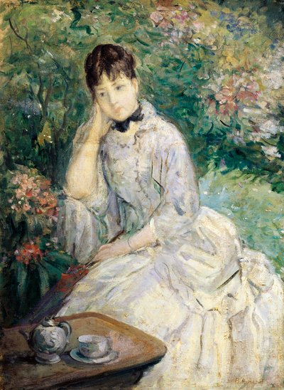 ソファに座る若い女性（油彩・キャンバス 作： Berthe Morisot