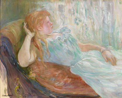 ソファに座る若い女性 作： ベルト・モリゾ