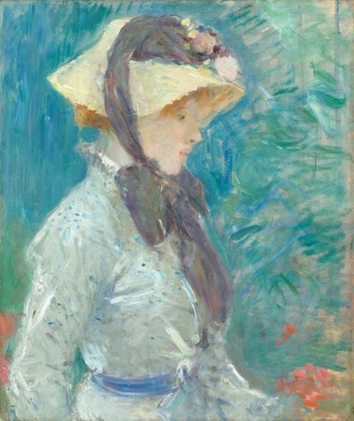 麦わら帽子の若い女 作： Berthe Morisot