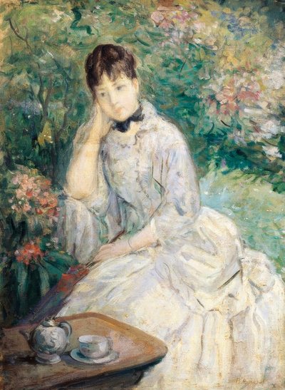 ソファに座っている若い女性。 作： Berthe Morisot