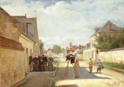 家族の肖像画を撮る（キャンバスに油彩） 作： Bertrand (after) Perrony