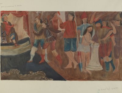 十字架の駅 No. 1: イエスは死刑を宣告される, c. 1936年。 作： Beulah Bradleigh