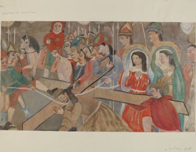 十字架の駅 No. 9: イエスは三度目に倒れる、c. 1936年。 作： Beulah Bradleigh