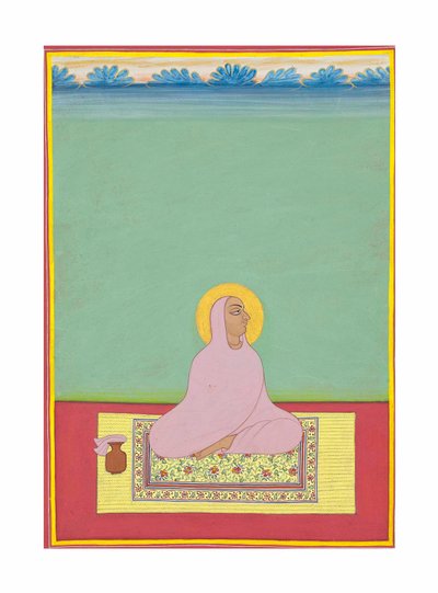 マハラジャシュリナラヤンジの肖像、1830年頃（不透明な顔料と紙に金） 作： Bhati Shankar Das