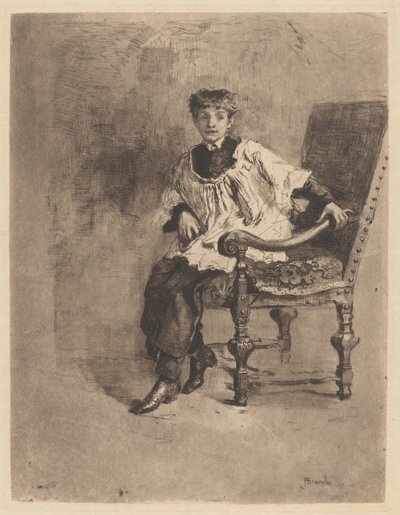 着席アコライト、c。 1872年。 作： Bianchi Mose