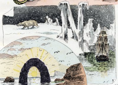 文字 N (北、雪、夜、船)。 1908年（クロモリトグラフ） 作： Bigot Valentin Bigot Valentin
