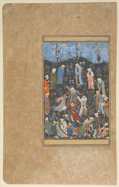 踊るダルヴィーシュ、c.1480（不透明な水彩画と紙に金） 作： Bihzad (attr. to)