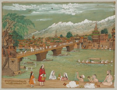 1872年のスリナガルの眺め 作： Bishan Singh