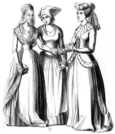 ブルジョワーズ、農民、高貴な女性、14世紀1849年。 作： Bisson and Cottard