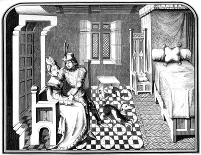騎士と女性、15世紀1849年。 作： Bisson and Cottard