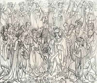 フランスのルイ12世とメアリーチューダーの結婚、16世紀、1849年。 作： Bisson and Cottard