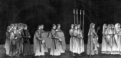 大学の学長、サンヴィクトール修道院の修道士の行列、1849年15世紀。 作： Bisson and Cottard