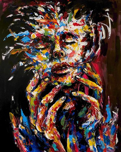 Between A Laugh And A Tear, c.2021 (Acrílico sobre tela) 作： Blake Munch