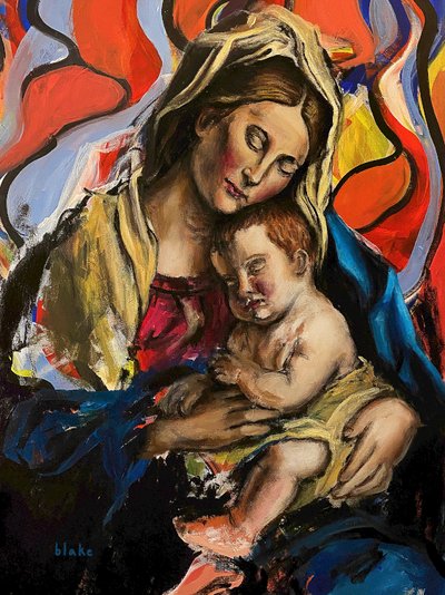 Madonna And Child, c.2020 (Acrílico sobre tela) 作： Blake Munch