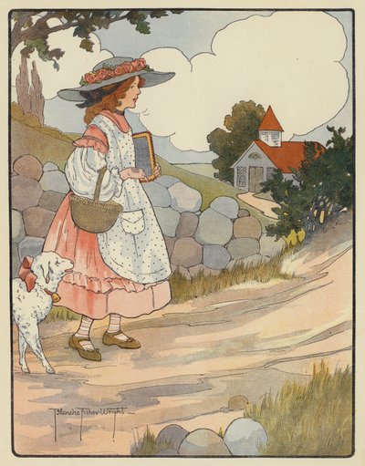 メリーさんの子羊（カラーリトグラフ 作： Blanche Fisher Wright