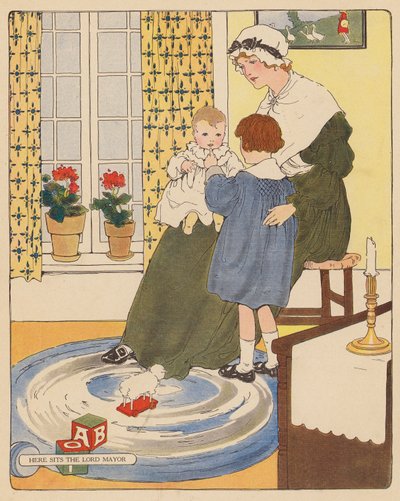 童謡：ここに市長が座っている（カラーリトグラフ） 作： Blanche Fisher Wright