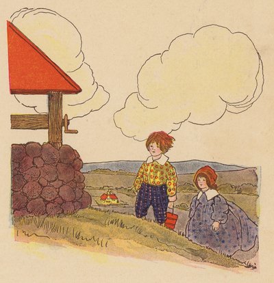 童謡：ジャックとジル（カラーリトグラフ） 作： Blanche Fisher Wright