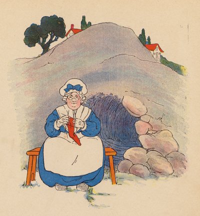 童謡：丘の下の老婆（カラーリトグラフ） 作： Blanche Fisher Wright
