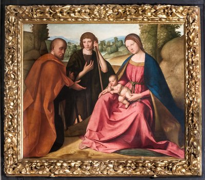 羊飼いのマドンナと幼子イエスと二人の羊飼いの礼拝」) 作： Boccaccio Boccaccino