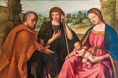 幼子イエスと 2 人の羊飼いの羊飼いのマドンナの礼拝、2384594 の詳細 作： Boccaccio Boccaccino