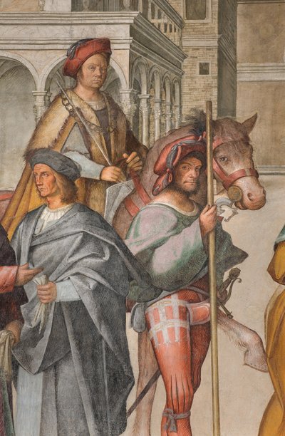 中央身廊、北側第1スパン、ポルタ・アウレアでの聖ヨアヒムと聖アンナの出会い、ボッカチーノ Boccaccino 1514-15年、詳細 作： Boccaccio Boccaccino