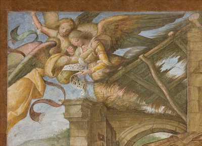 中央身廊、北側第4スパン、「羊飼いの礼拝」 ボッカッチョ Boccaccino 1516-17年、詳細 作： Boccaccio Boccaccino