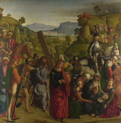 十字架と聖母マリアの気絶を運ぶキリストc。 1501 作： Boccaccio Boccaccino