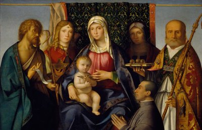 聖人とドナーの聖母子、1505-1515。 作： Boccaccio Boccaccino