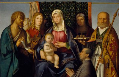 聖人とドナーの聖母子、1505-1515 作： Boccaccio Boccaccino