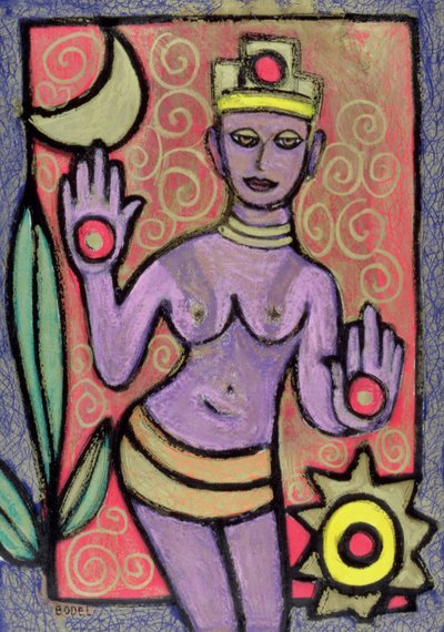 女神、2002（油彩、パステル、紙に墨） 作： Bodel Rikys