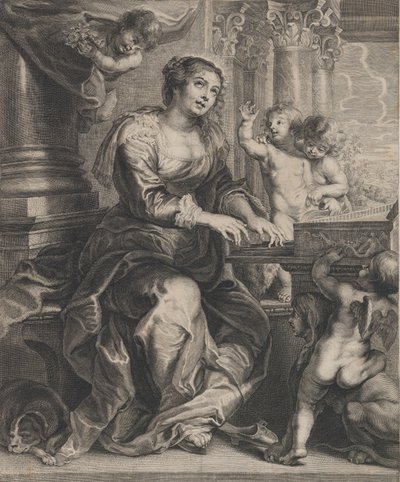プッチに囲まれてオルガンを弾く聖セシリア。 1640-59。 作： Boetius Adams Bolswert