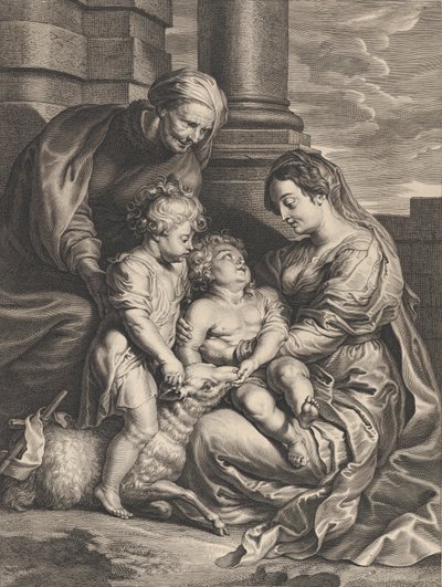 聖アンナと洗礼者聖ヨハネと一緒にいる聖母子とキリスト。 1640-59.. 作： Boetius Adams Bolswert