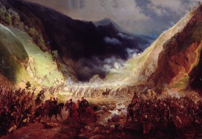 ローテントゥルム峡谷での戦い、1871年 作： Bogdan Willewalde