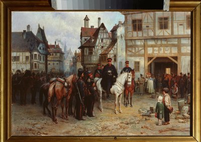 ゲプハルト・レベレヒト・フォン・ブルッハー将軍 (1742-1819) とバウツェン (ドイツ) のコサック 作： Bogdan Willewalde