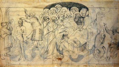 キリストと聖母の生活からの場面」1400年頃（羊皮紙にペンとインク） 作： Bohemian School