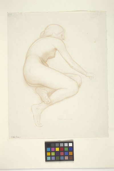 Modelo Crouching (tinta no papel) 作： Bolton Coit Brown