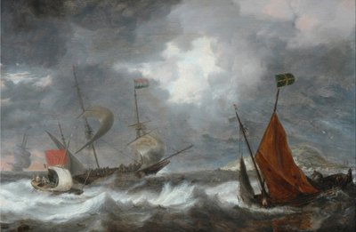 帆船との暴風雨 作： Bonaventura I Peeters