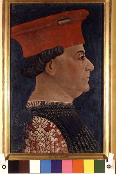 1470年頃にボニファシオ・ベンボが描いたフランチェスコ・スフォルツァ（1401～1466）の肖像。ピナコテカ・ディ・ブレラ（ミラノ）。 作： Bonifacio Bembo
