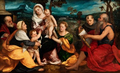 聖人に囲まれた聖家族 1530年頃（油彩・パネル） 作： Bonifazio Veronese