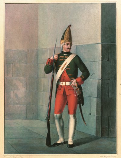 1762年、1830年代末のイズマイロフスキー連隊の擲弾兵 作： Boris Artemyevich Chorikov