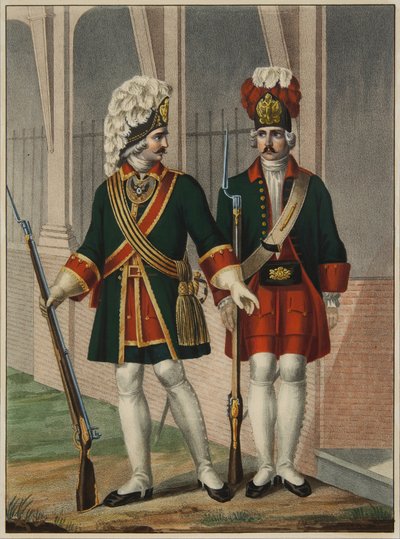 1732-1738年、1840年代初頭のプレオブラジェンスキー連隊の手榴弾兵 作： Boris Artemyevich Chorikov