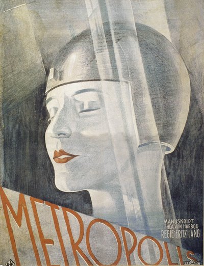 フリッツ・ラングによる映画「メトロポリス」のポスター (1926 年)。 グラフィックデザインは、おそらくアーティストのボリス・ビリングスキーによるものです。 作： Boris Bilinsky