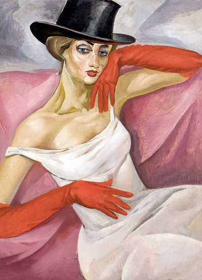 シルクハットの女性 - ボリス・ドミトリエビッチ・グリゴリエフ (1886-1939) 作、キャンバスに油彩 (81.3x61.6 cm) - 個人蔵 作： Boris Dmitrievich Grigoriev