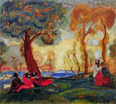 休憩するユダヤ人コメディアンたち（1910年代 作： Boris Dmitrievich Grigoriev